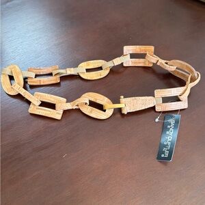 Natural Wood-Link Cork Belt - Light Beige